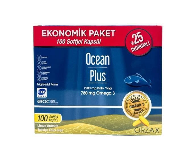 Ocean Plus Omega-3 Fish Oil Capsules - 1200 mg, 50 Count - Heart Health & Brain Support Supplement