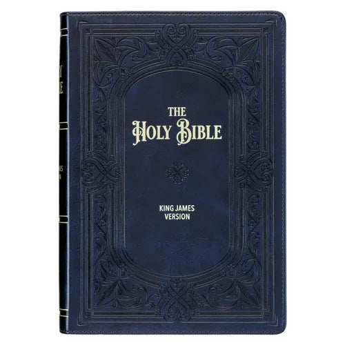KJV Holy Bible, Giant Print Full-Size Faux Leather Red Letter Edition - Thumb Index & Ribbon Marker, King James Version, Midnight Blue - Leather
