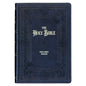 KJV Holy Bible, Giant Print Full-Size Faux Leather Red Letter Edition - Thumb Index & Ribbon Marker, King James Version, Midnight Blue - Leather