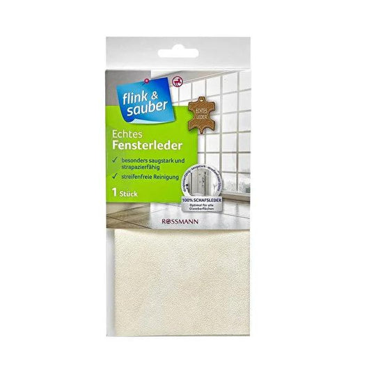 Flink & Sauber Genuine Leather Cleaning Cloth for Cars, Windows & Mirrors - Microfiber Alternative, Absorbent & Durable
