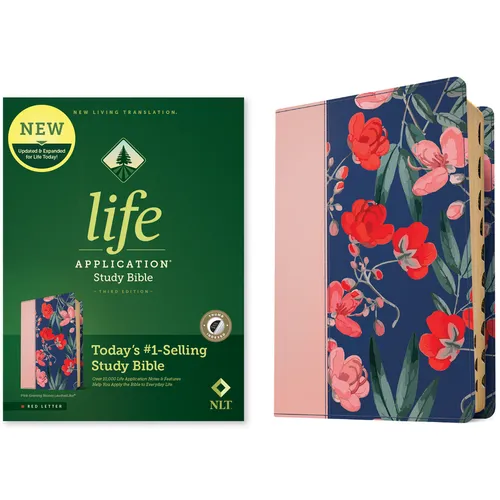 NLT Life Application Study Bible, Third Edition (Leatherlike, Pink Evening Bloom, Indexed, Red Letter) - Imitation Leather