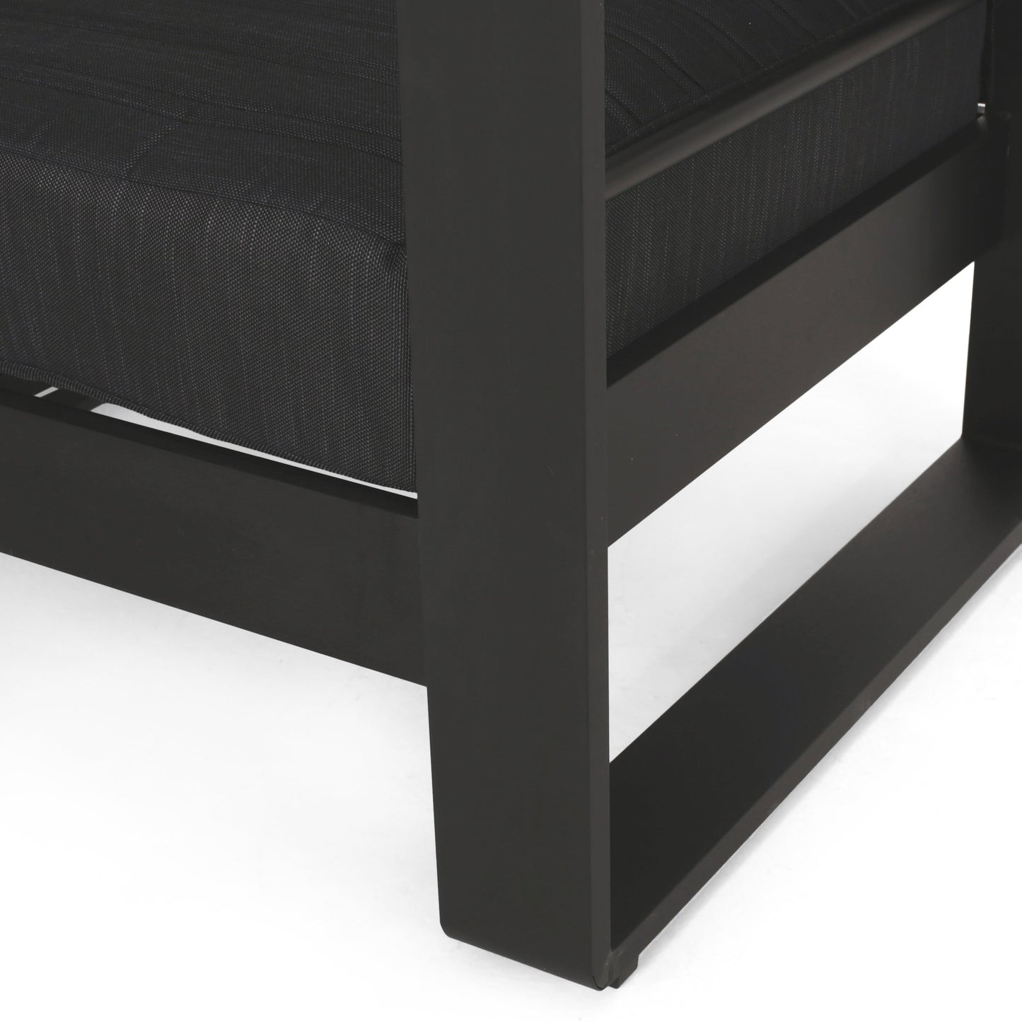 Outdoor Club Chair Aluminum Black Slat Design Water-Resistant 32x27.5x24.75 In