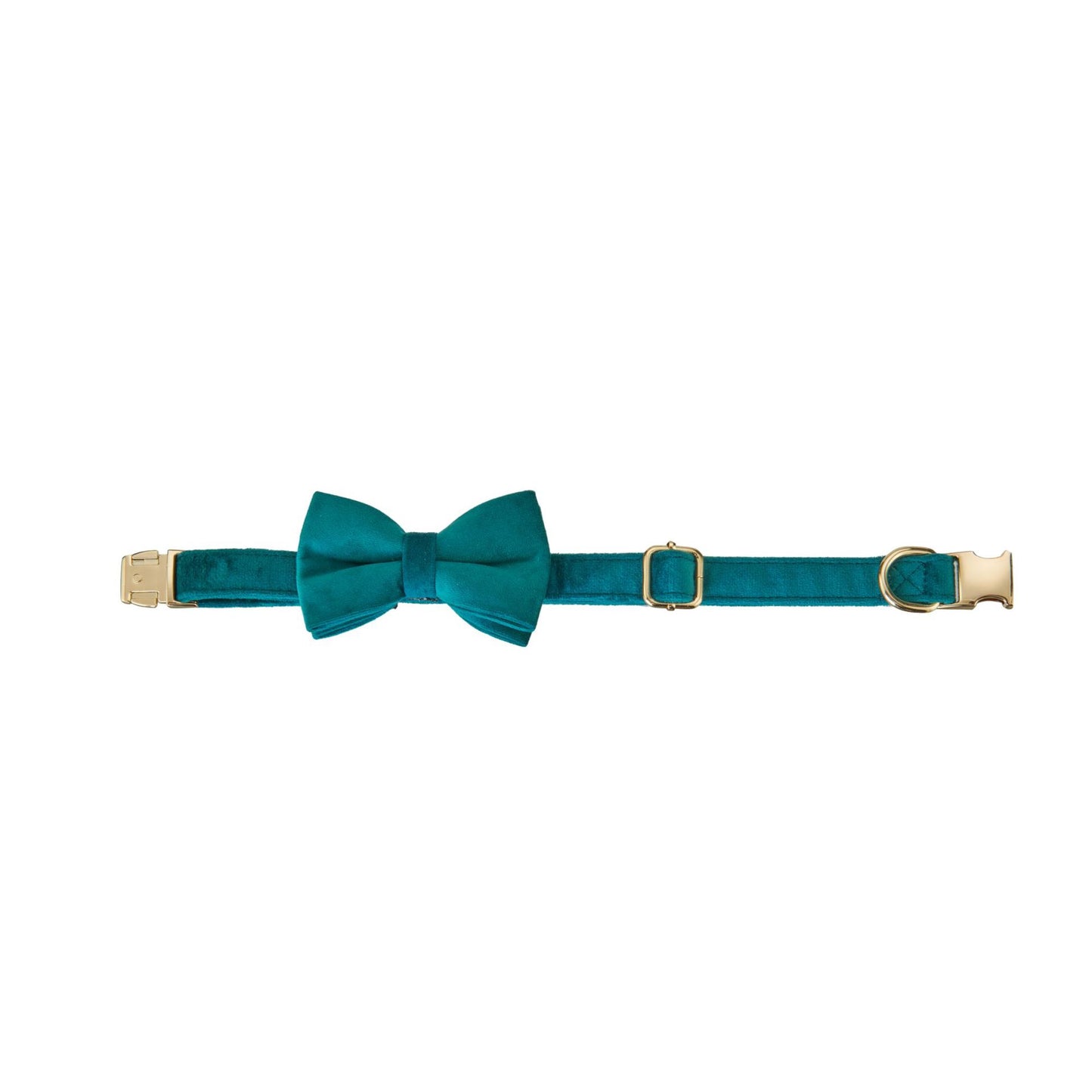 Peacock Blue Velvet Pet Neck Alloy Buckle Collar