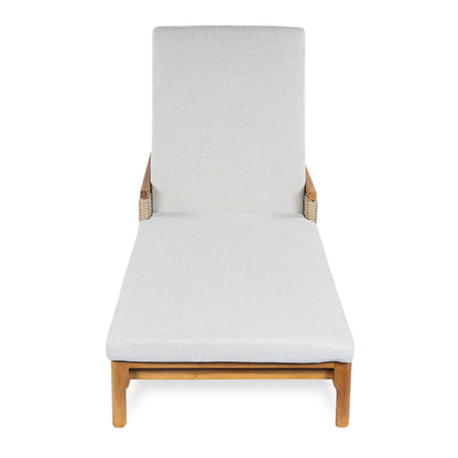 Chaise Lounge Acacia Wood Wicker Gray Cushion 4 Position 76.77in