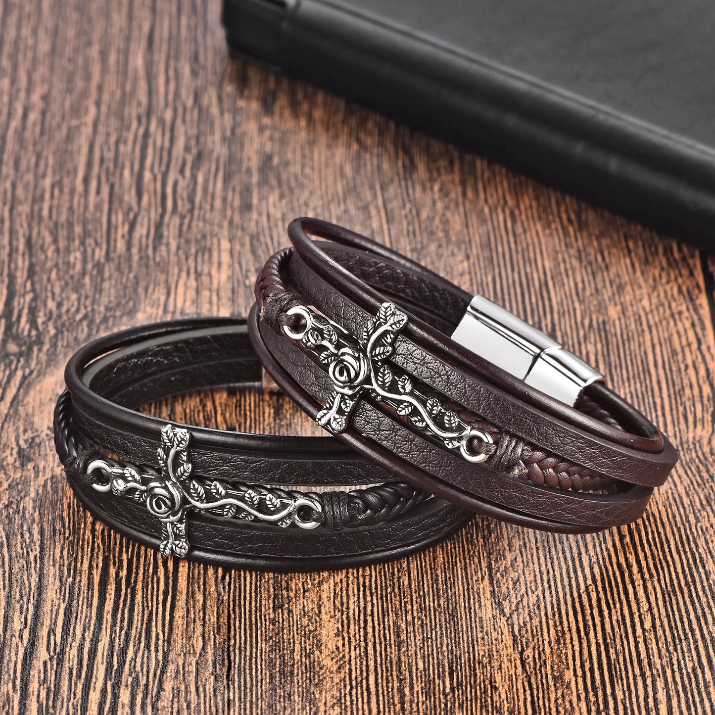 Retro Multi-layer Stainless Steel Creative Cross Bracelet