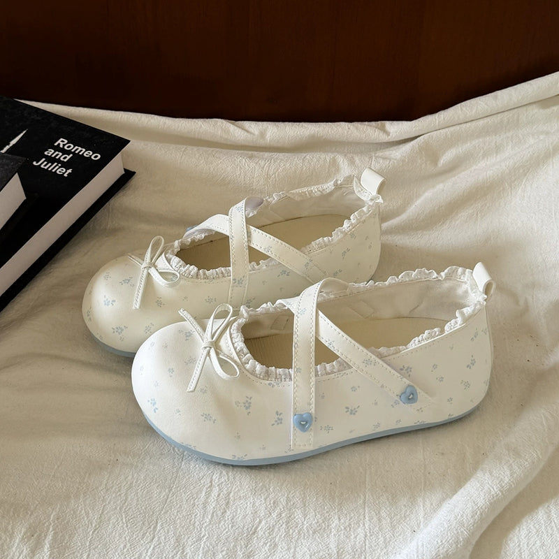Flat Bottomed Shallow Mouth Single Shoe For Women 2026 New Summer Ballet Style Soft Sole Mary Jane Student Lace And Bean Shoes