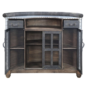 Rahma - Bar Table - Antique Ebony Top Grain Leather & Aluminum