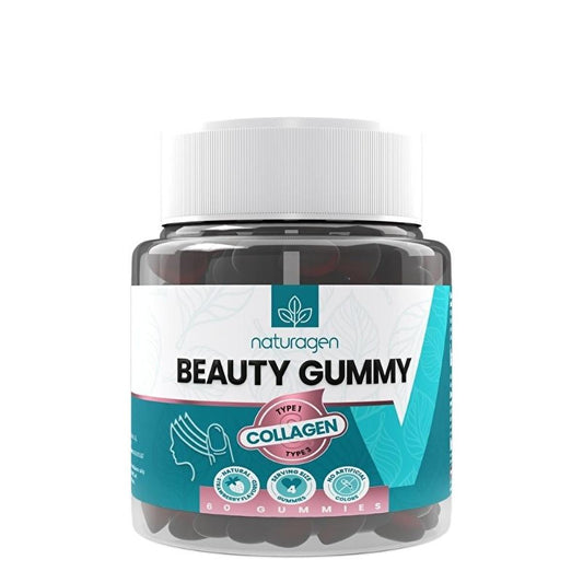 Naturagen Beauty Gummy Collagen Supplements for Adults - 60 Count Chewable Gummies for Skin and Joint Health