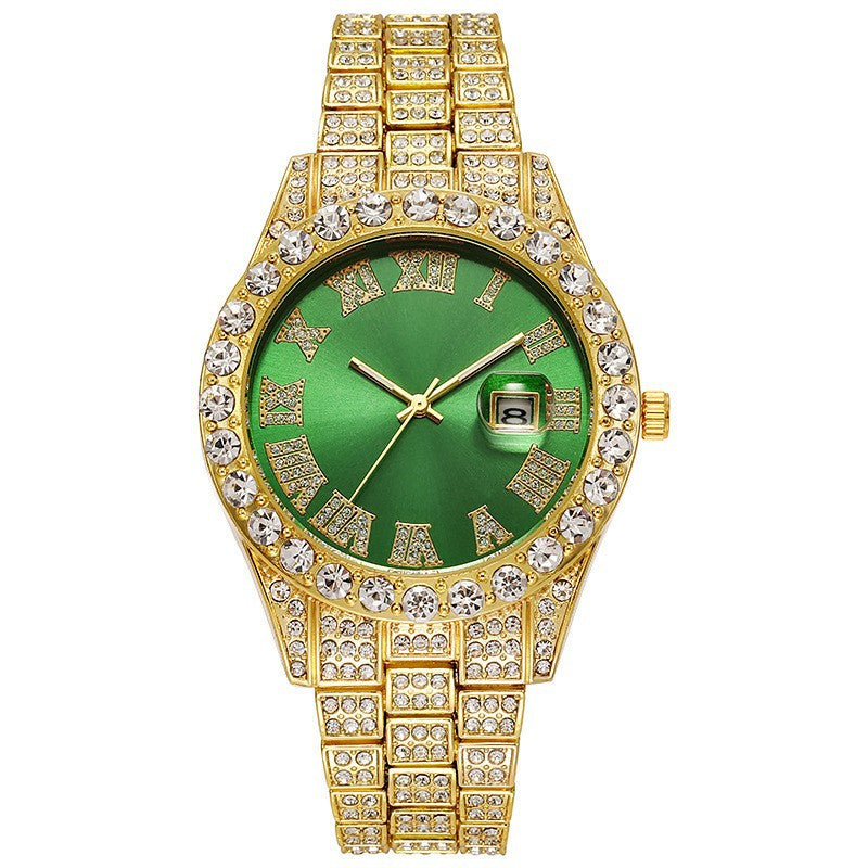 Men's Steel Strap Hip-hop Roman Quartz Watch