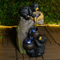 Bear Outdoor Water Fountain with LED Lights | 23.62" Cascading Garden Fountain with Climbing Bear Design — Patio, Yard & Balcony