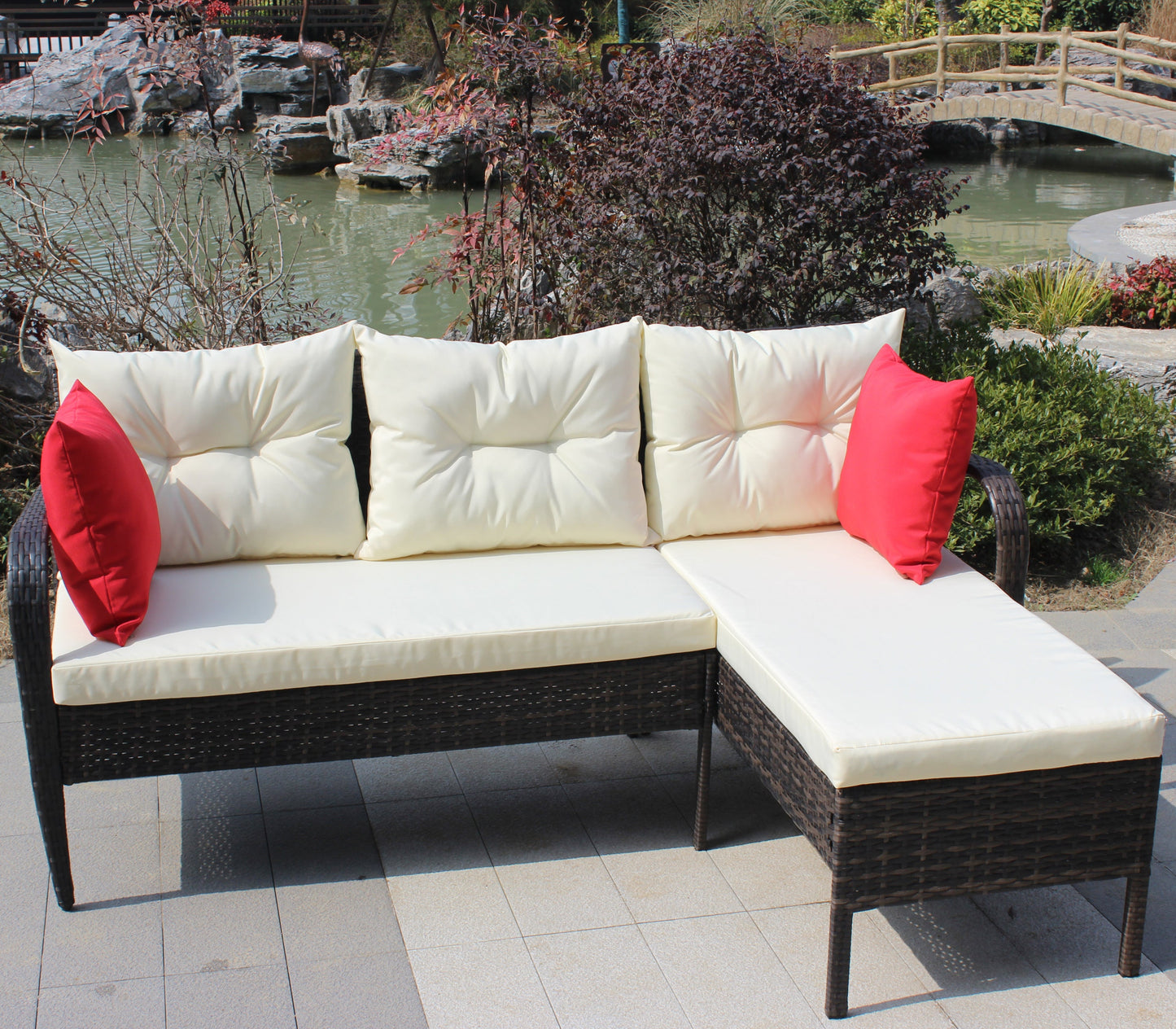 Outdoor Conversation Set PE Rattan 2 Piece Brown
