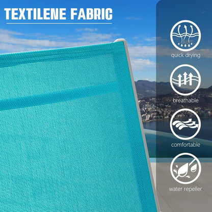 Outdoor Lounge Chair Aluminum Lake Blue Textilene 5 Position 350 LB