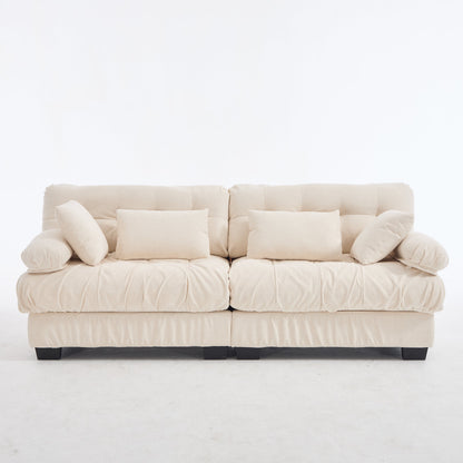 Sectional Sofa Cloud Modular Flannelette Beige 2 Seat 88 In 4 Pillows