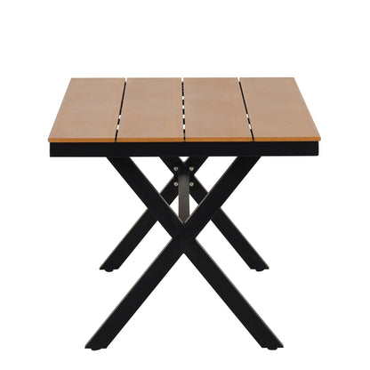 4-Seat Outdoor PE Rattan Dining Set Dark Yellow
