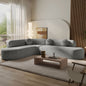 Sectional Sofa Curved Corner Chenille Gray 4 Seat 122 In 3 Pillows