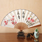 1Pcs Chinese Style Retro Folding Silk Fan Decorative Men Pocket Bamboo Handle Hand Held Fan Party Favors Home Decoration Crafts