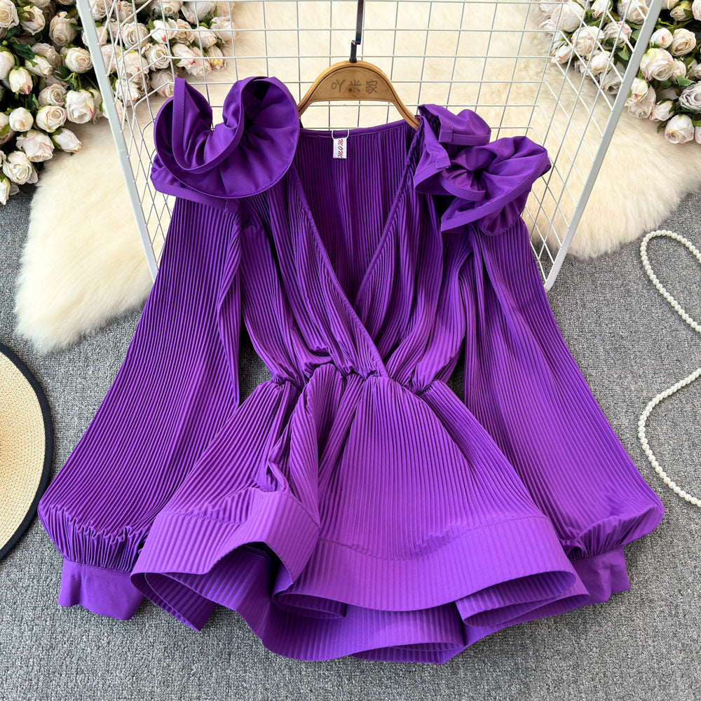 Ruffled-waist Blouse For Women Niche Style