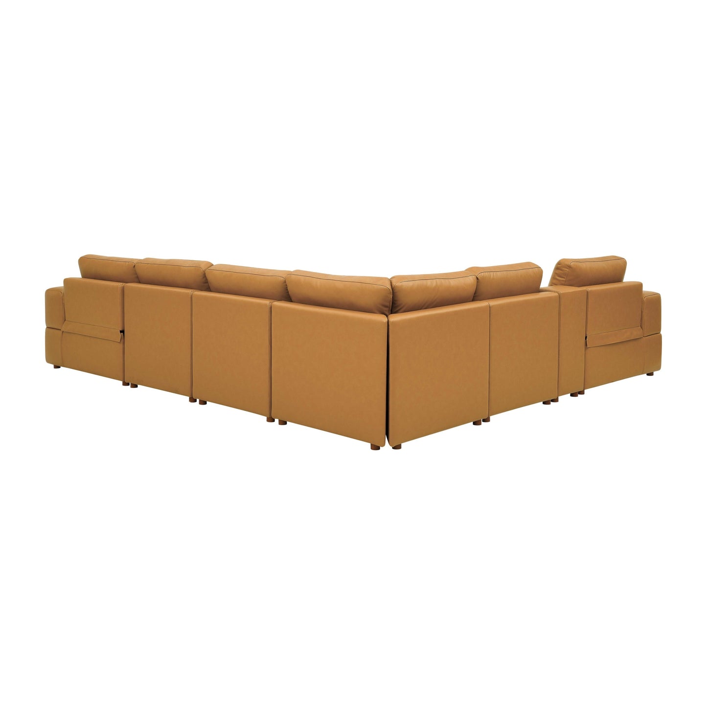Sectional Sofa Modular Leather Match Ginger 6 Seat Reclining 131 In