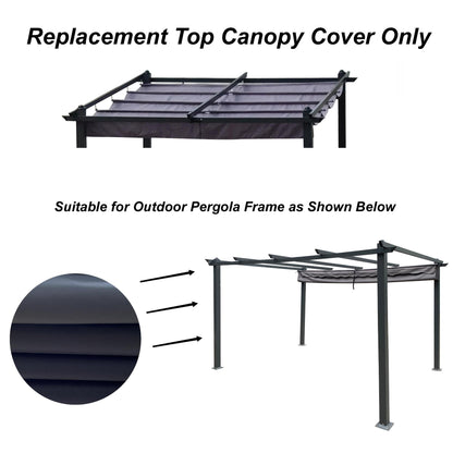 Pergola Replacement Canopy Gray Polyester UV Water-Resistant 10x10 Ft