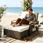 Outdoor Daybed PE Wicker Chaise Lounge 4-Position Adjustable