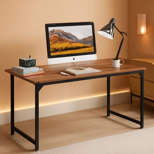 Computer Desk 47.2 Inch Brown with Metal Frame