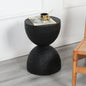 Solid Mango Wood Round Side Table, 12.2x18.11 in, Black, Burnt Vintage Look