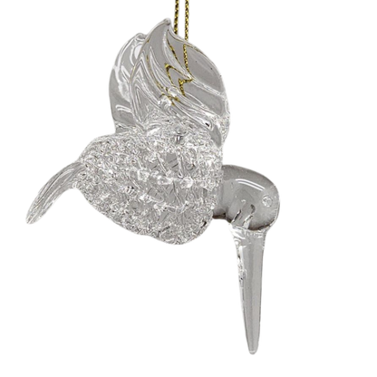 Spunglass Ornament - Clear Hummingbird