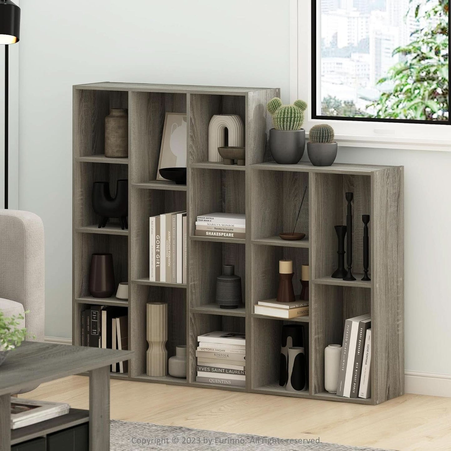 Luder 11-Cube Reversible Open Shelf Bookcase French Oak