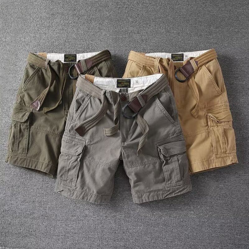 Mens Loose-fit Korean-style Trendy Mid-length Workwear Pants