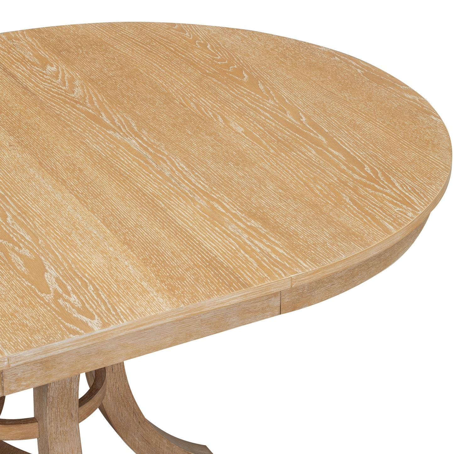 5-Piece Retro Functional Dining Table Set Extendable Round Table and 4