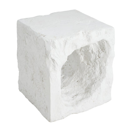 Outdoor Side Table Square MGO White Cave Texture 16.5x17.85in