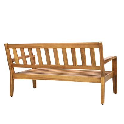 Outdoor Conversation Set Acacia Wood Teak Beige Cushion 2 Piece