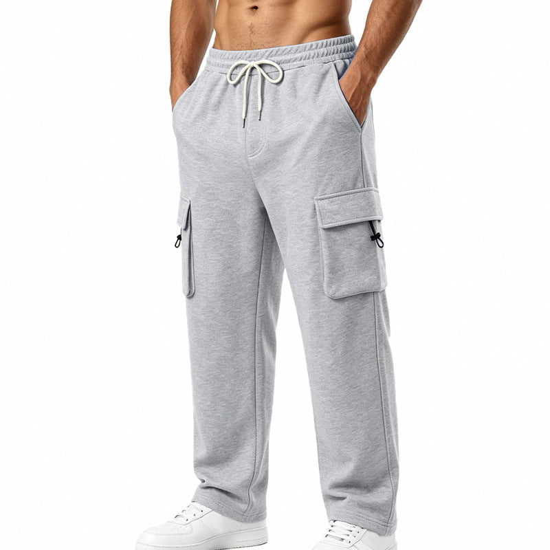 Mens Sporty-casual Multi-pocket Utility Trousers