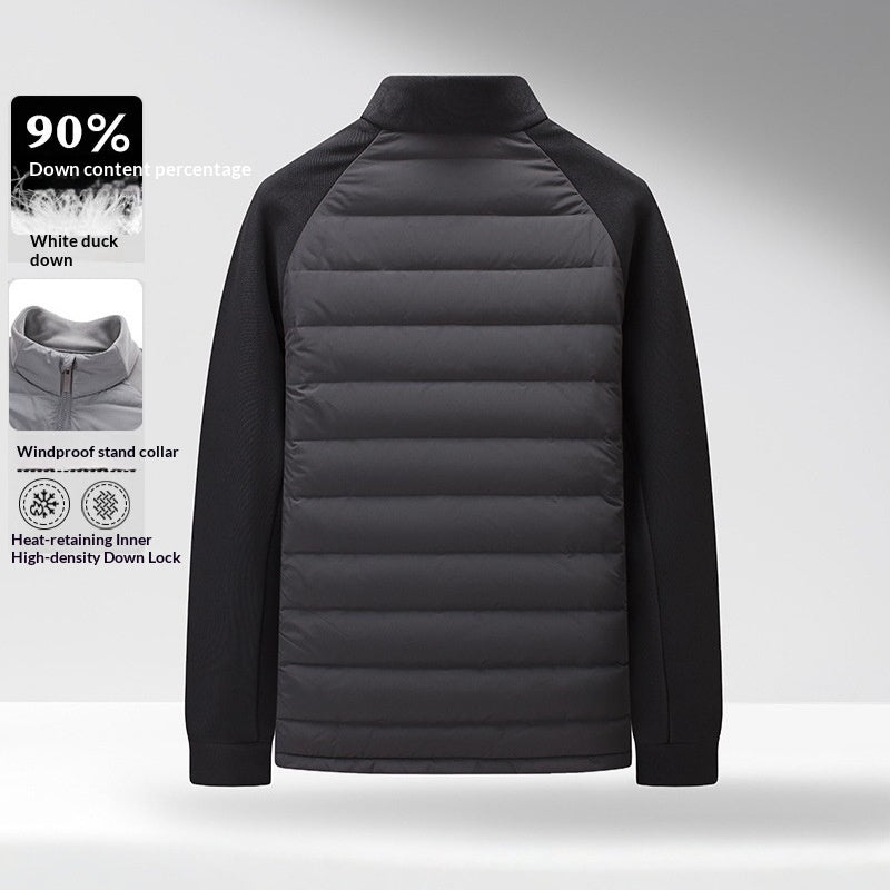 Mens Stand-Up Collar Patchwork Lightweight & Warm Down Jacket