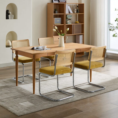 Mid Century Modern Dining Chairs Set of 2, Velvet Accent Chairs with Natural