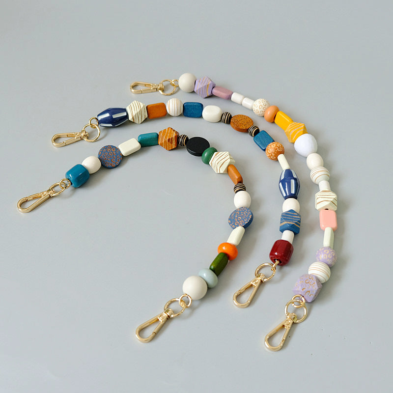 Fashionable Colorful Retro Handmade Wooden Chain Short Handbag Carrying Chain