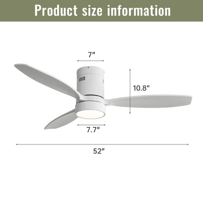 Indoor / Outdoor Ceiling Fan With Blades, Reversible DC Motor, Remote Controlled LED Light - White