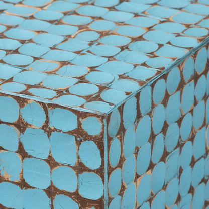 Bohemian Blue Coconut Shell and Acacia Wood Coffee Table