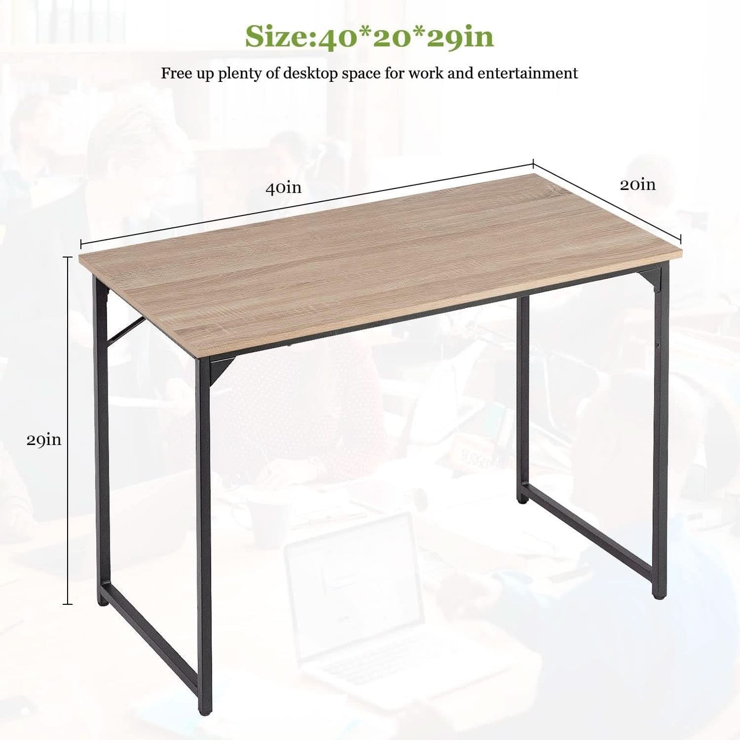 39 Inch Computer Desk With Adjustable Feet For Home Office