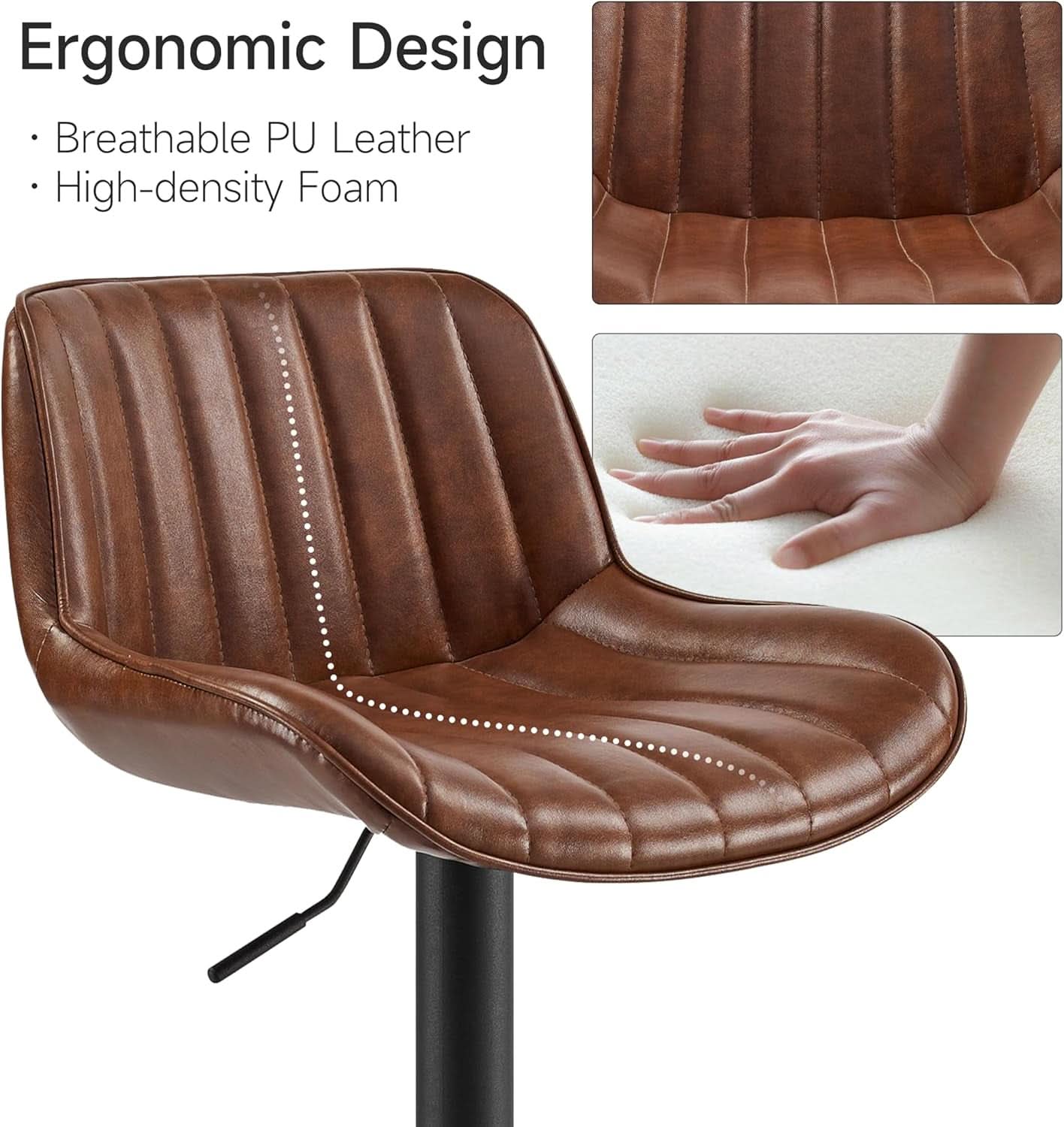 Mid Century Modern Adjustable Height Swivel Bar Stools