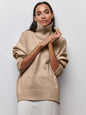 Vibrant Pink Oversized Turtleneck Knit Sweater | Women's Fuchsia High-Neck Party Pullover