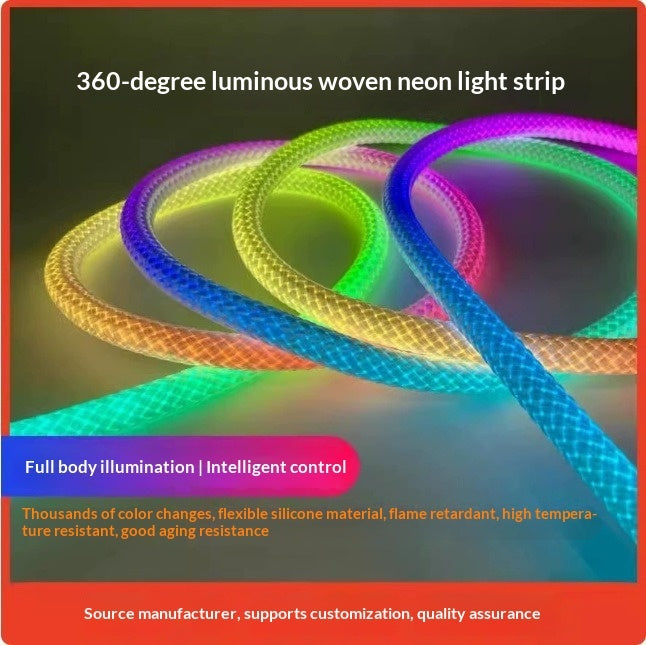 Flexible Textured Flowing, Iridescent Smart Luminous Neon Light Strip