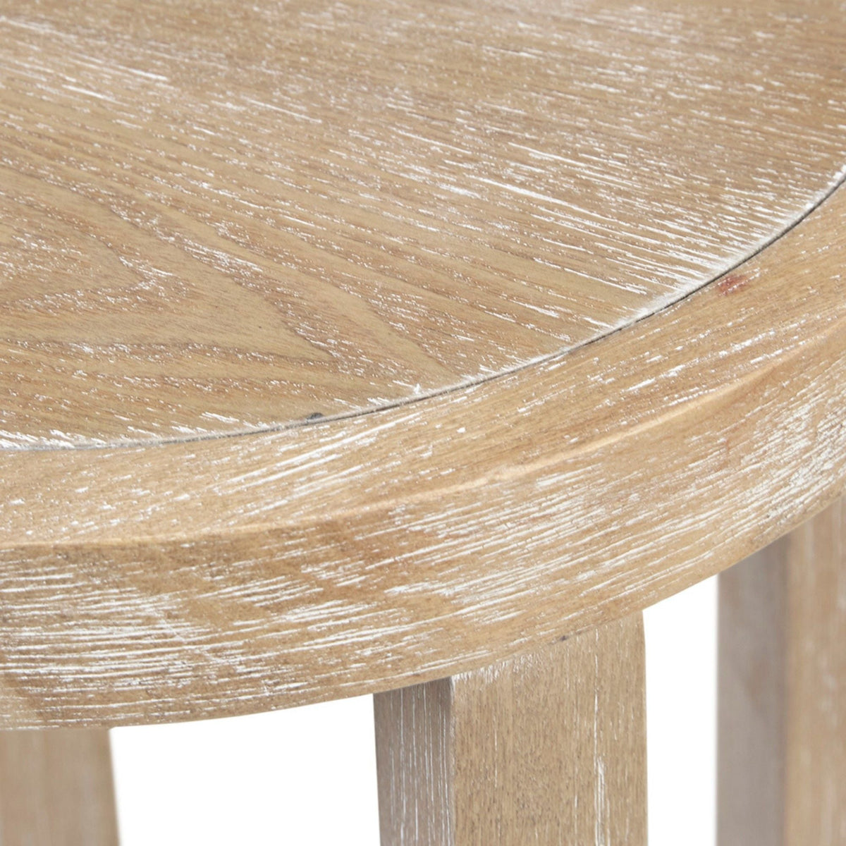 Accent Table Round Rustic Ash Veneer Reclaimed Wheat - Natural