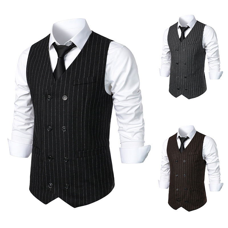 Men's Retro Casual Double Breasted Striped Vest