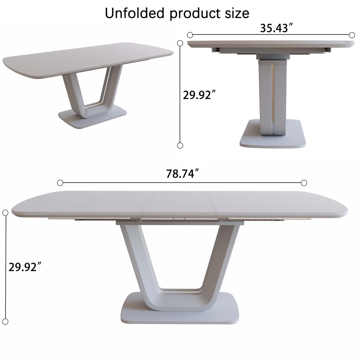62.99-78.74' expandable dining table set for 2-8 people, equipped with 4 PU