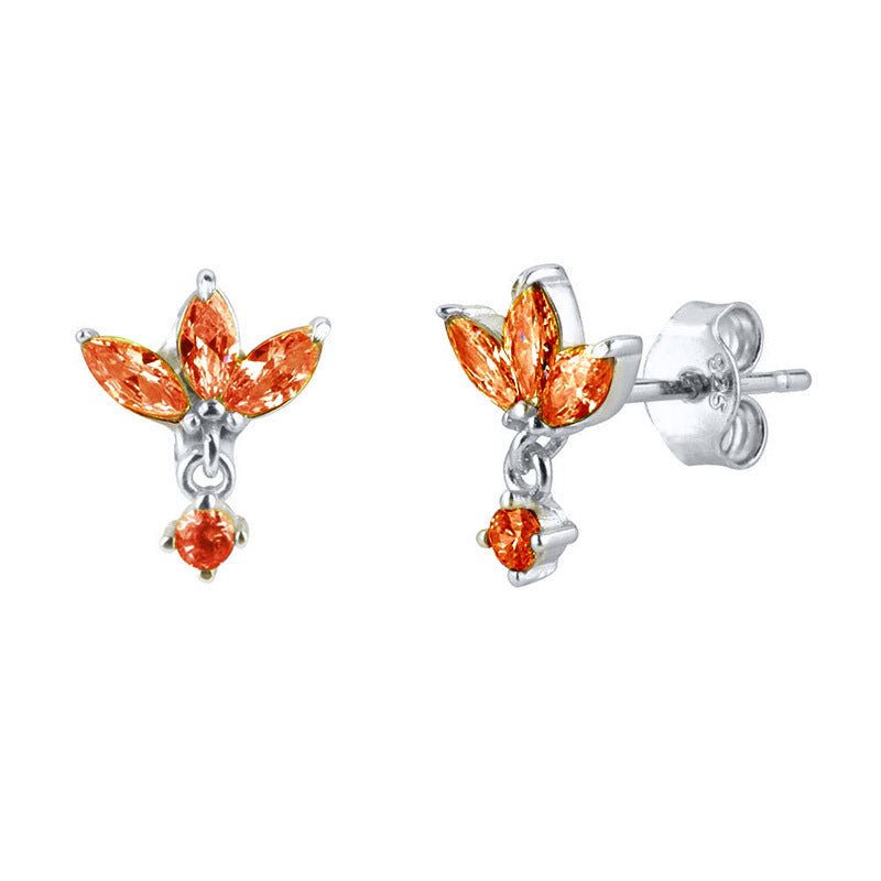 S925 Silver Needle Stud Earrings With Zircon Butterfly Design