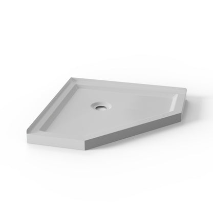 Neo-Angle Corner Drain Shower Base White Acrylic 36x36x3.5 in