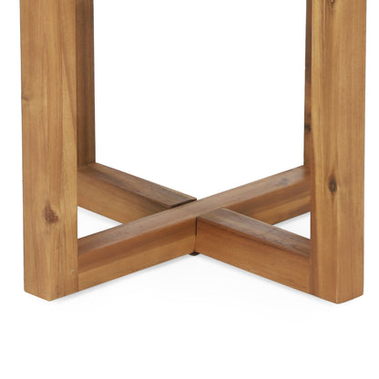 Outdoor Chair Set Acacia Wood Rope Beige Cushion Table