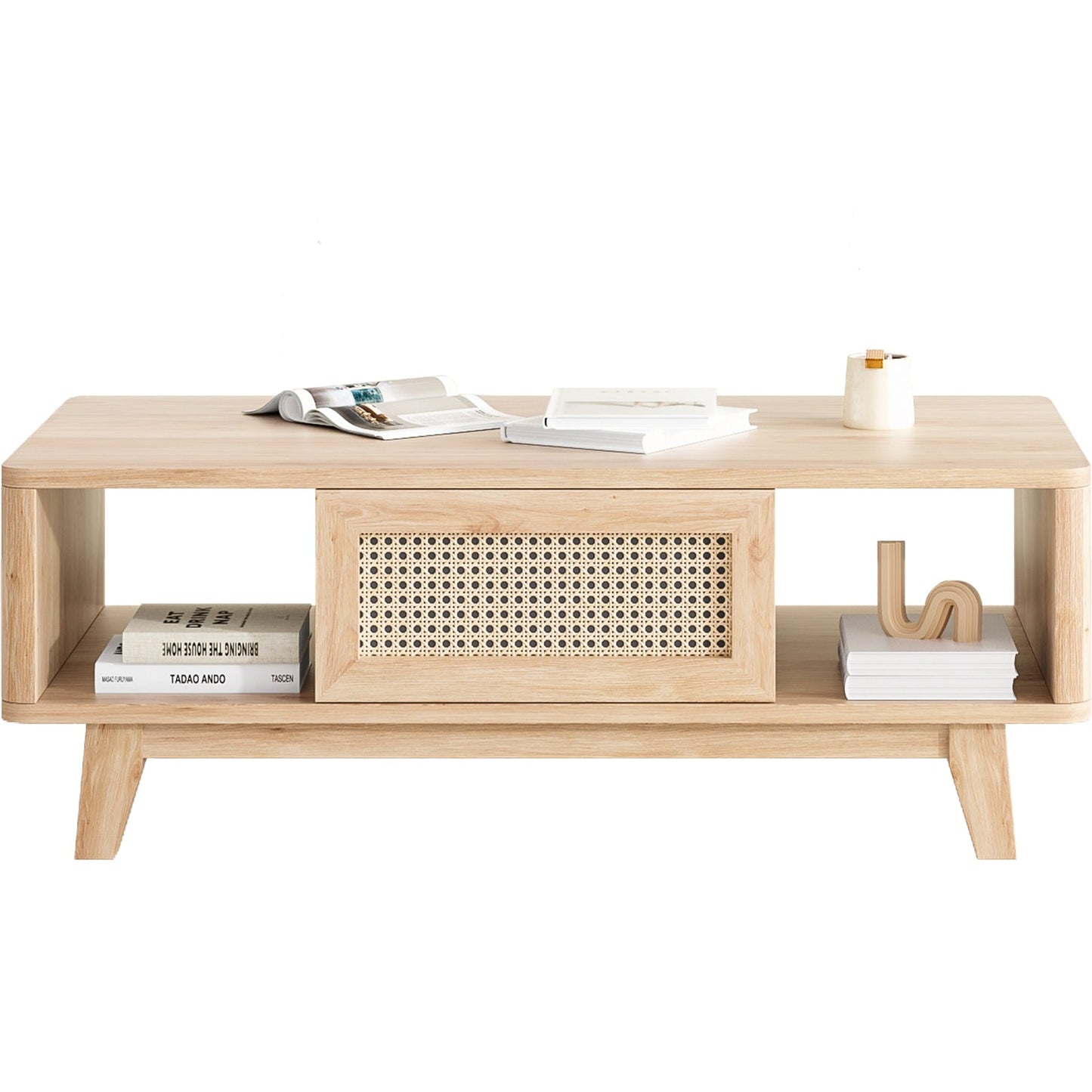 Coffee Table, Mid Century Living Room Tables with Storage, Modern Square with