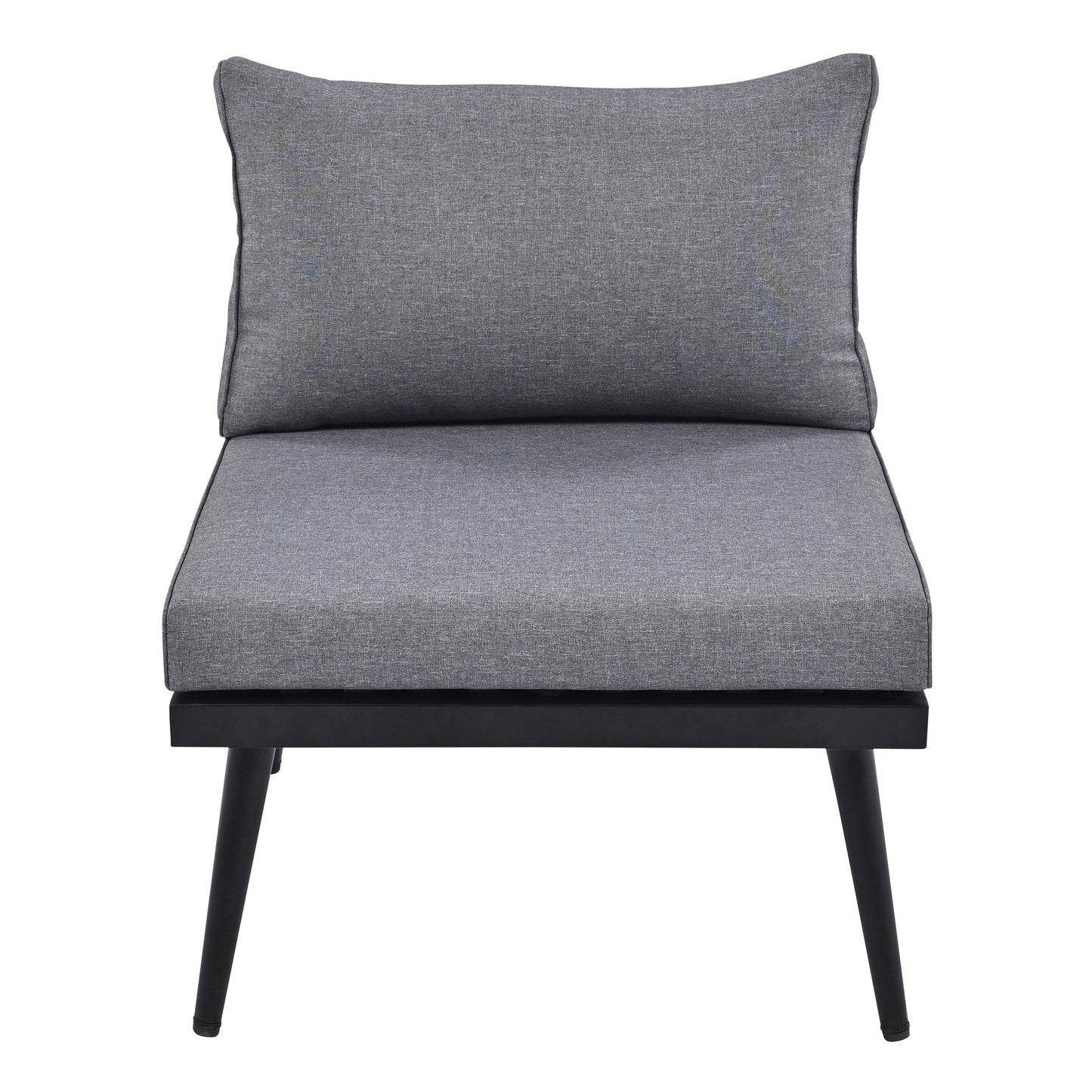 Outdoor Sectional Set Acacia Wood Steel Gray with Nesting Tables